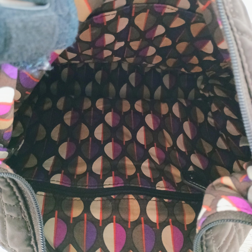 Vera Bradley Chocolate Brown Quilted Microfiber Hobo Shoulder Bag Patent Trim - Picture 10 of 16
